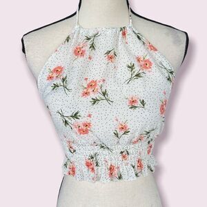 Forever 21 White Floral Crop Top